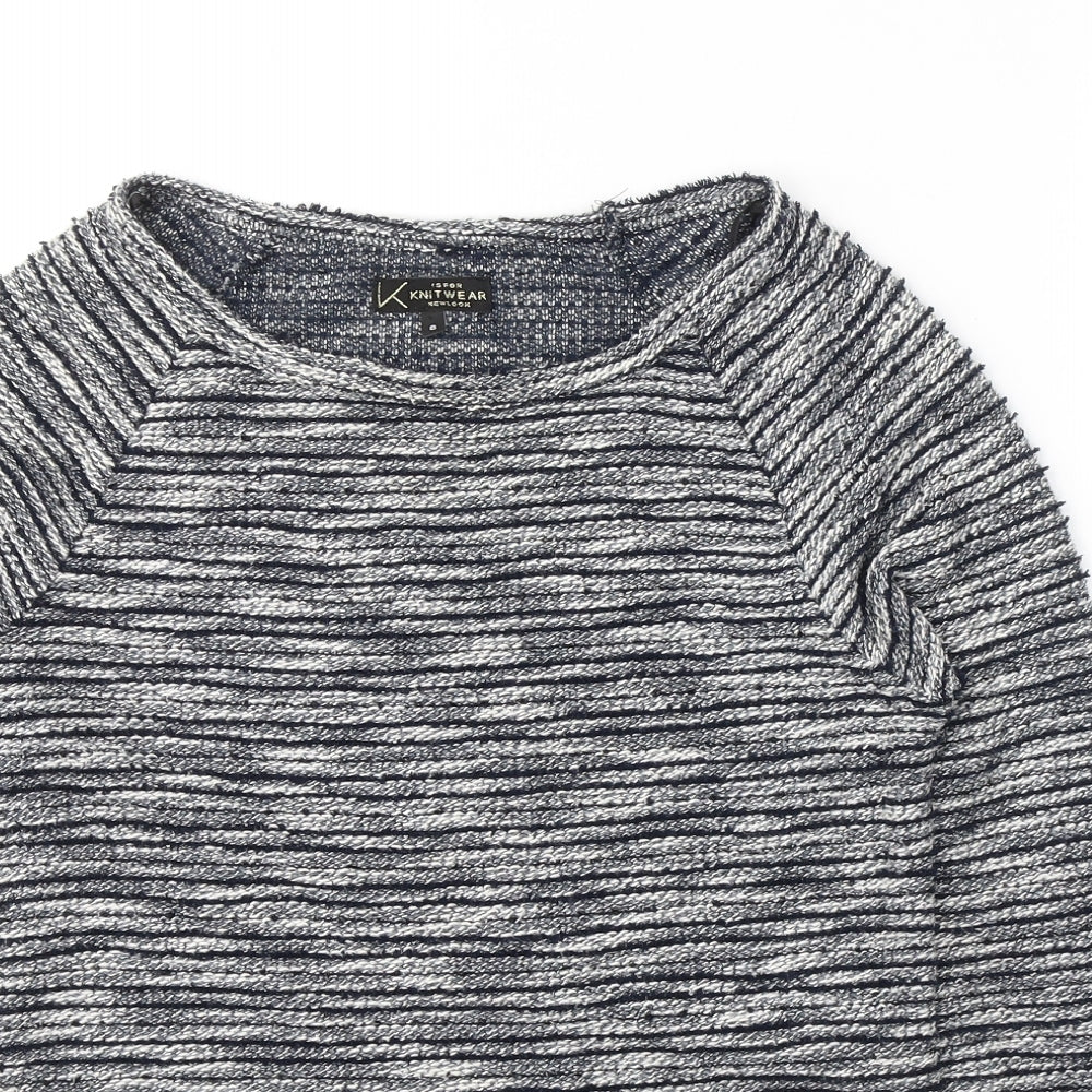 New Look Womens Blue Round Neck Striped Polyester Pullover Jumper Size 8