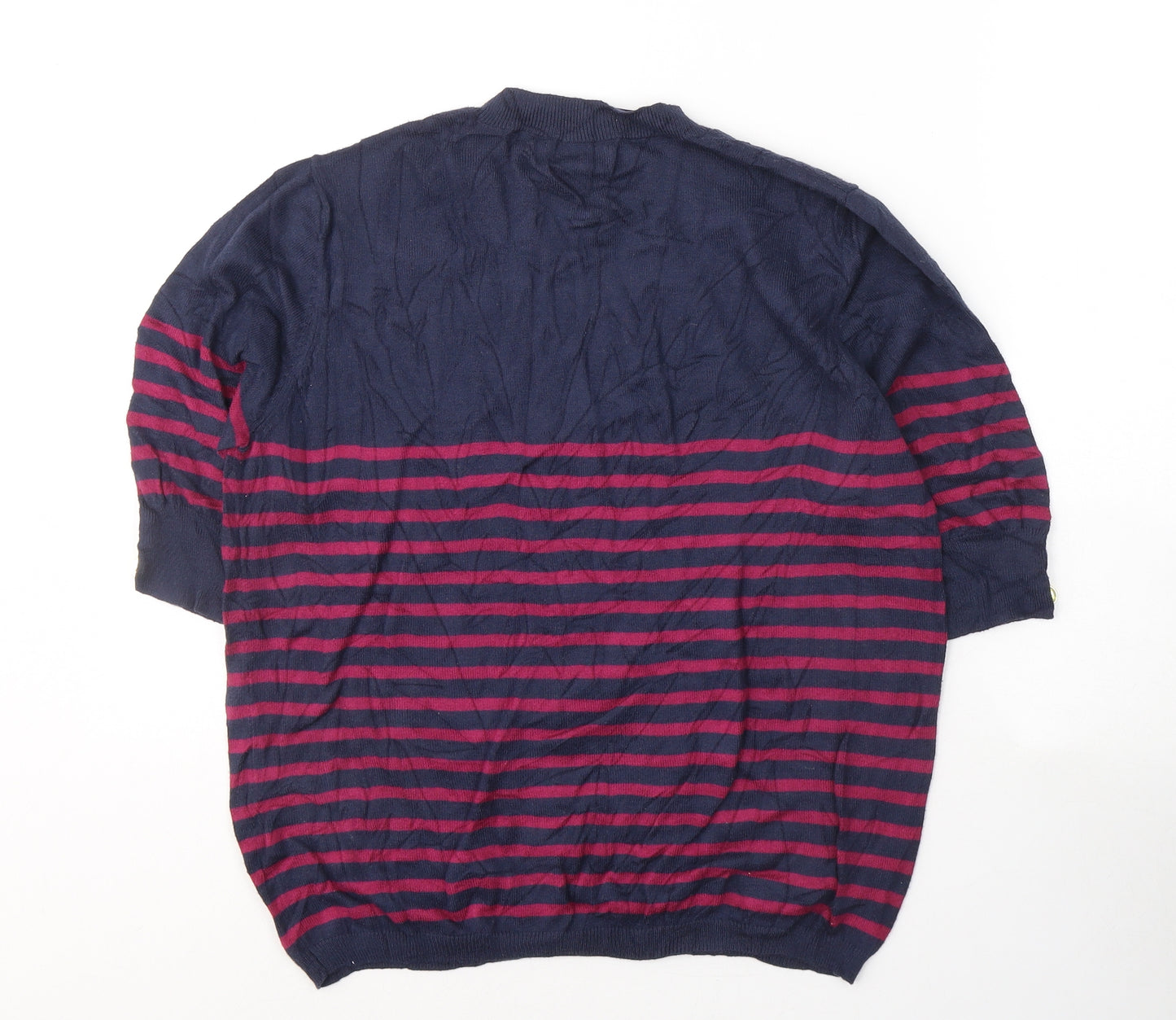 Atmosphere Womens Blue Striped Viscose Jersey T-Shirt Size 18 Round Neck