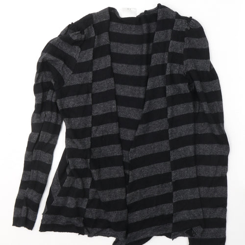 NEXT Womens Black V-Neck Striped Viscose Cardigan Jumper Size 10