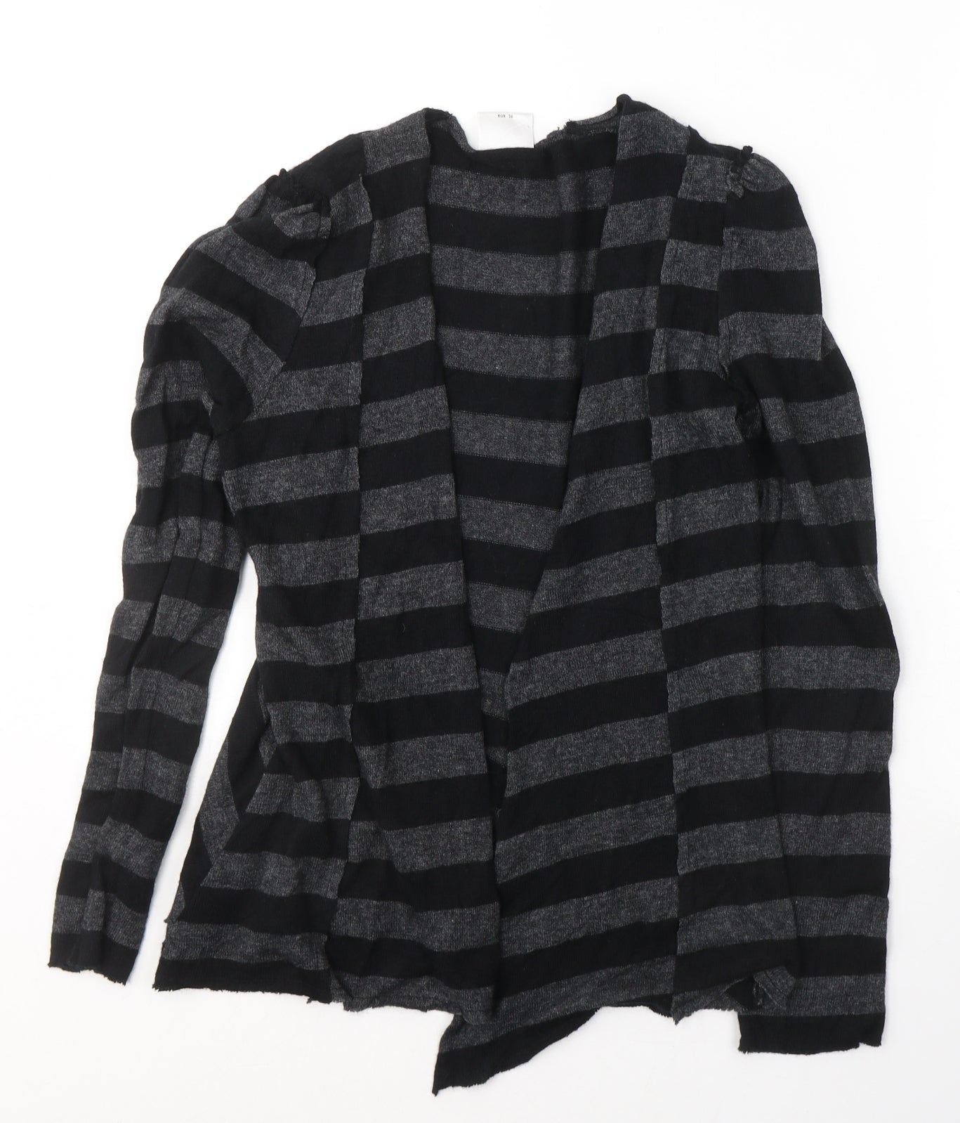 NEXT Womens Black V-Neck Striped Viscose Cardigan Jumper Size 10