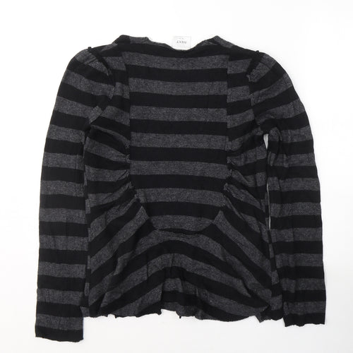 NEXT Womens Black V-Neck Striped Viscose Cardigan Jumper Size 10