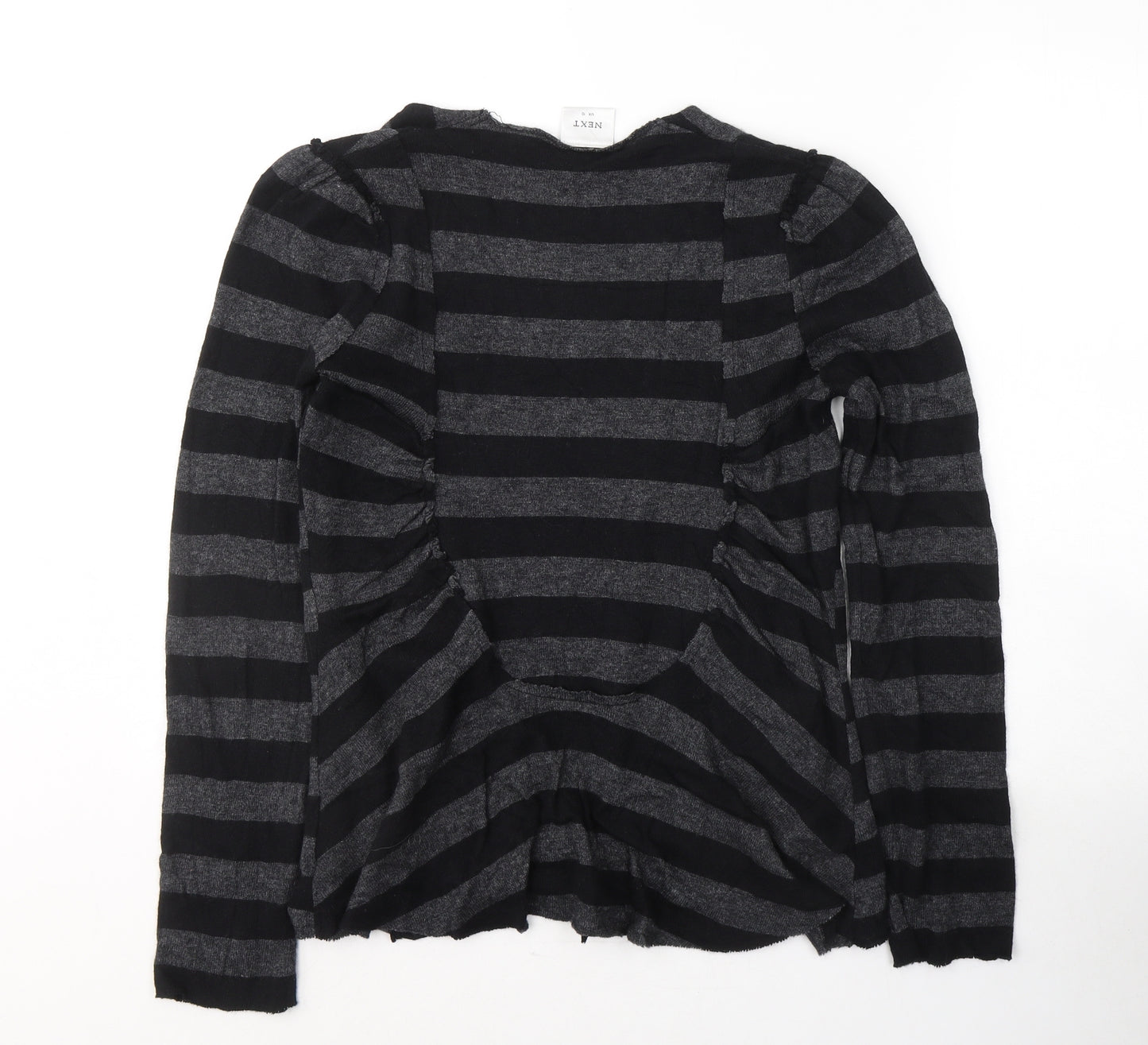 NEXT Womens Black V-Neck Striped Viscose Cardigan Jumper Size 10
