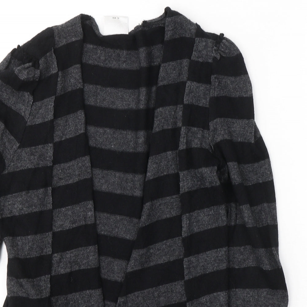 NEXT Womens Black V-Neck Striped Viscose Cardigan Jumper Size 10