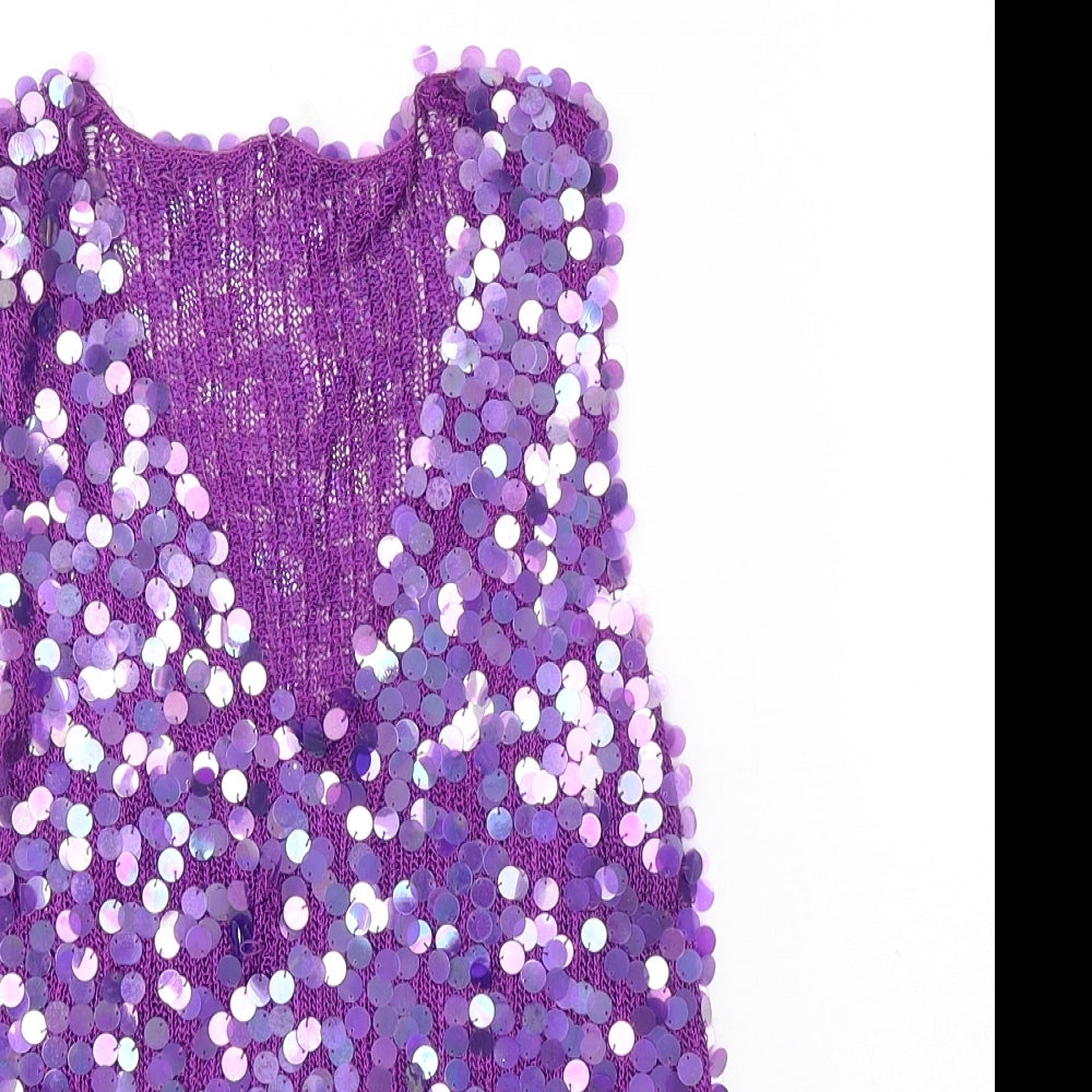 Marks and Spencer Womens Purple  Viscose Jersey Blouse Size 16 Round Neck
