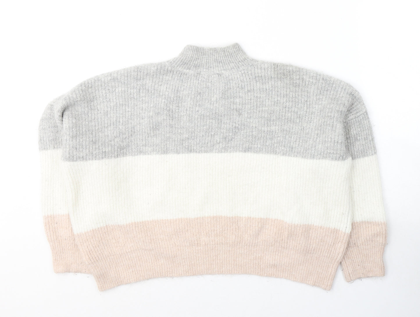 Primark Womens Multicoloured High Neck Striped Acrylic Pullover Jumper Size 14