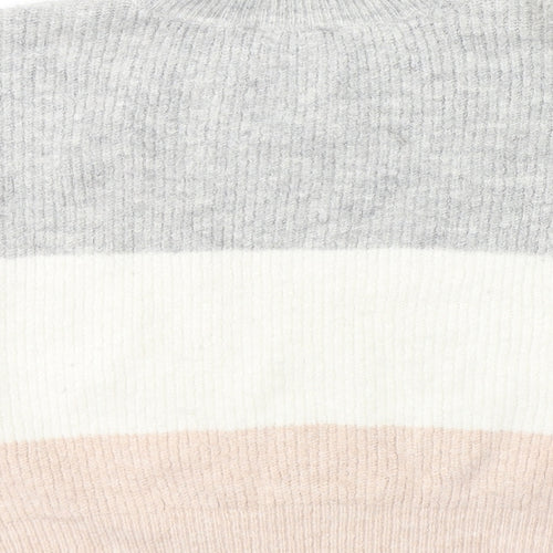 Primark Womens Multicoloured High Neck Striped Acrylic Pullover Jumper Size 14