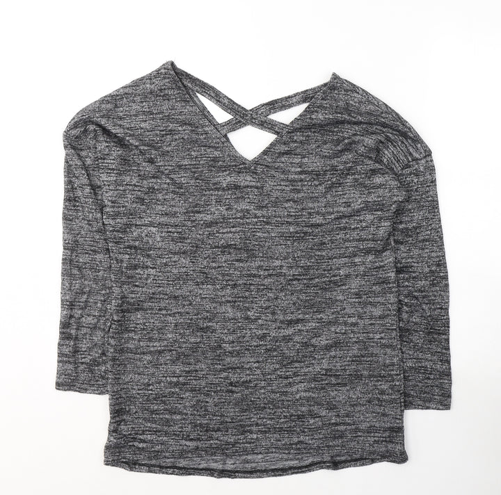F&F Womens Grey V-Neck Viscose Pullover Jumper Size 12