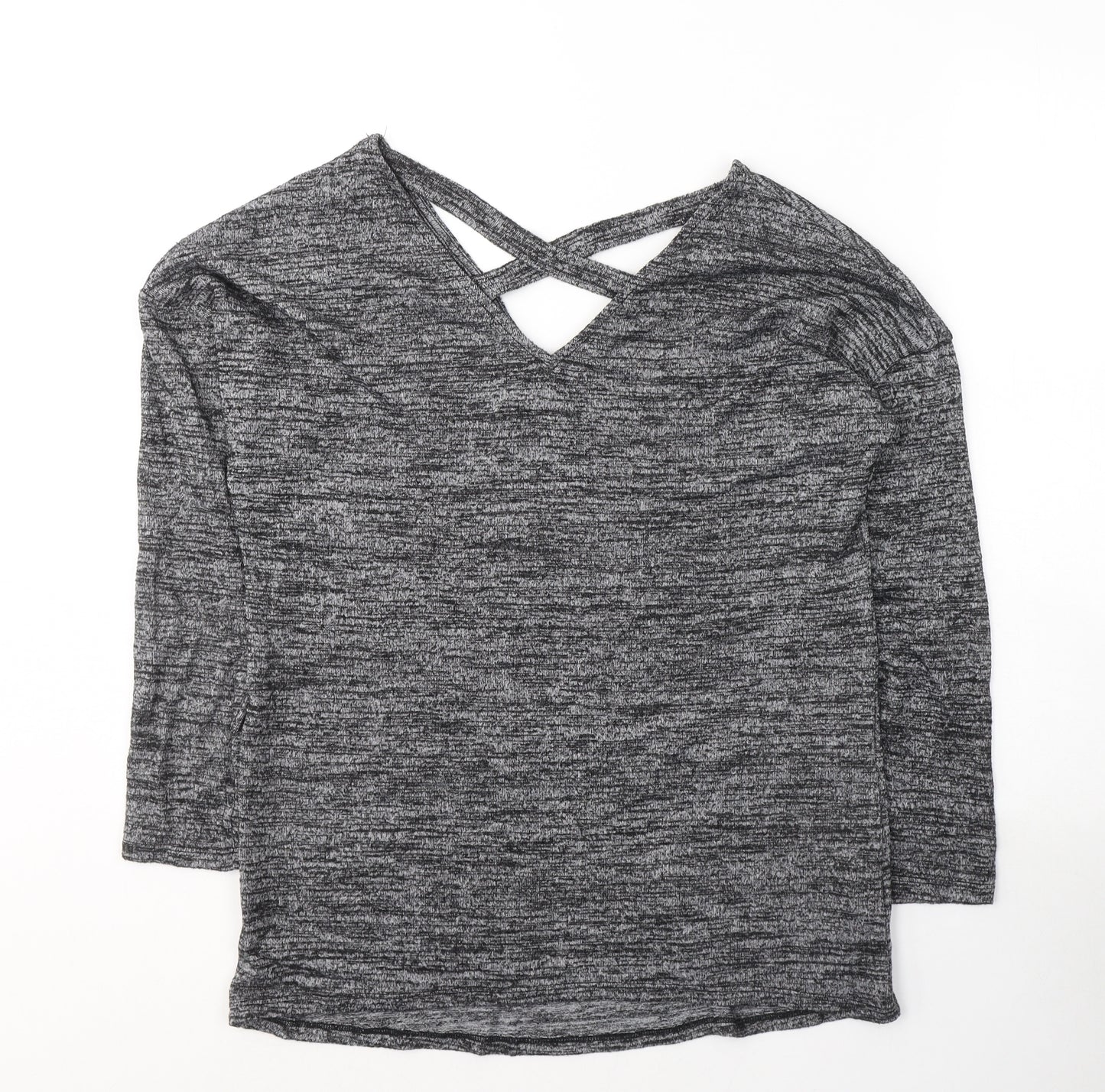 F&F Womens Grey V-Neck  Viscose Pullover Jumper Size 12