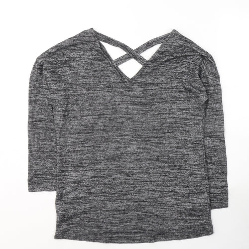 F&F Womens Grey V-Neck  Viscose Pullover Jumper Size 12