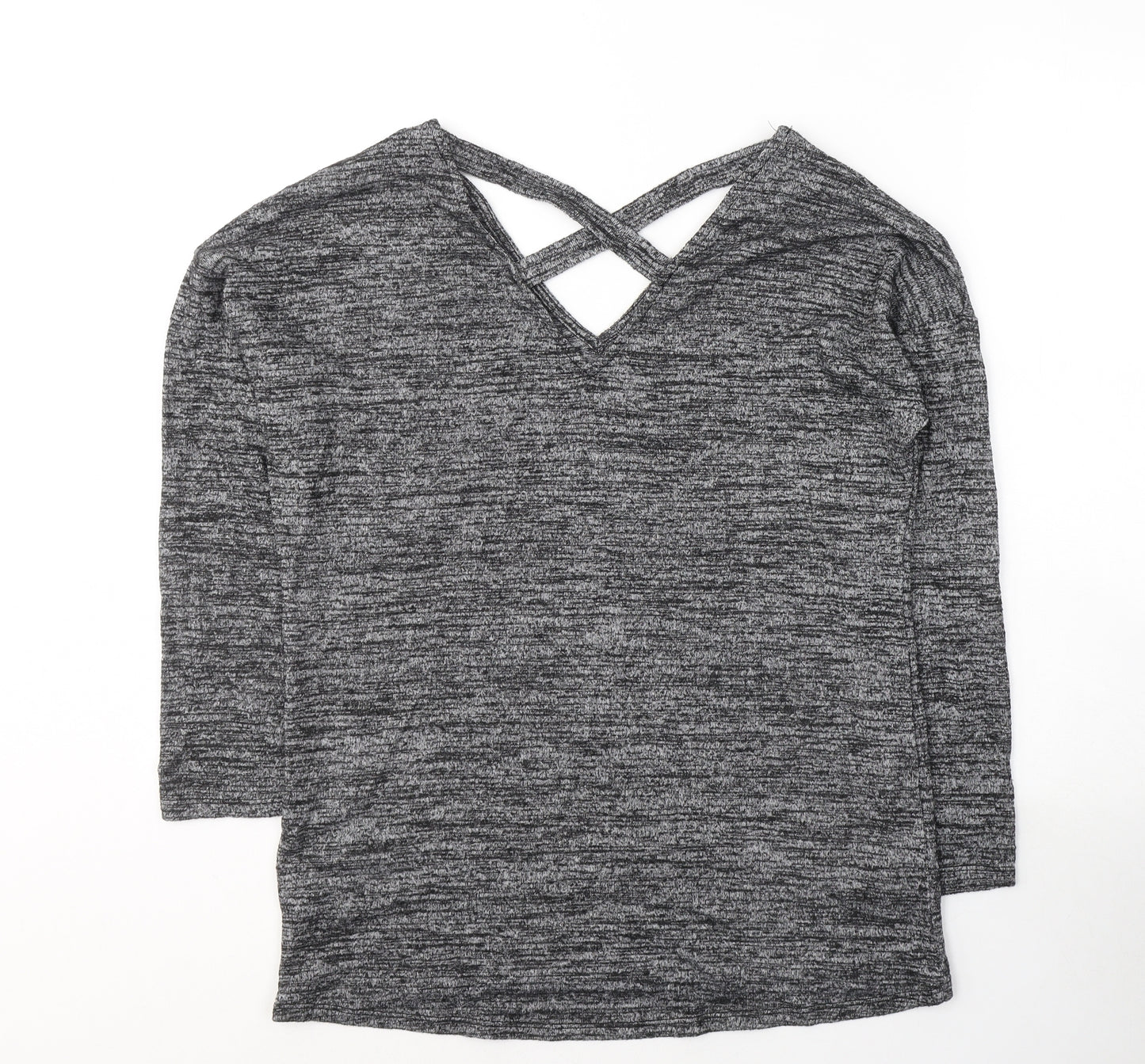 F&F Womens Grey V-Neck  Viscose Pullover Jumper Size 12