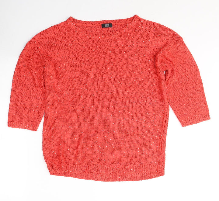 F&F Womens Red Round Neck Acrylic Pullover Jumper Size M