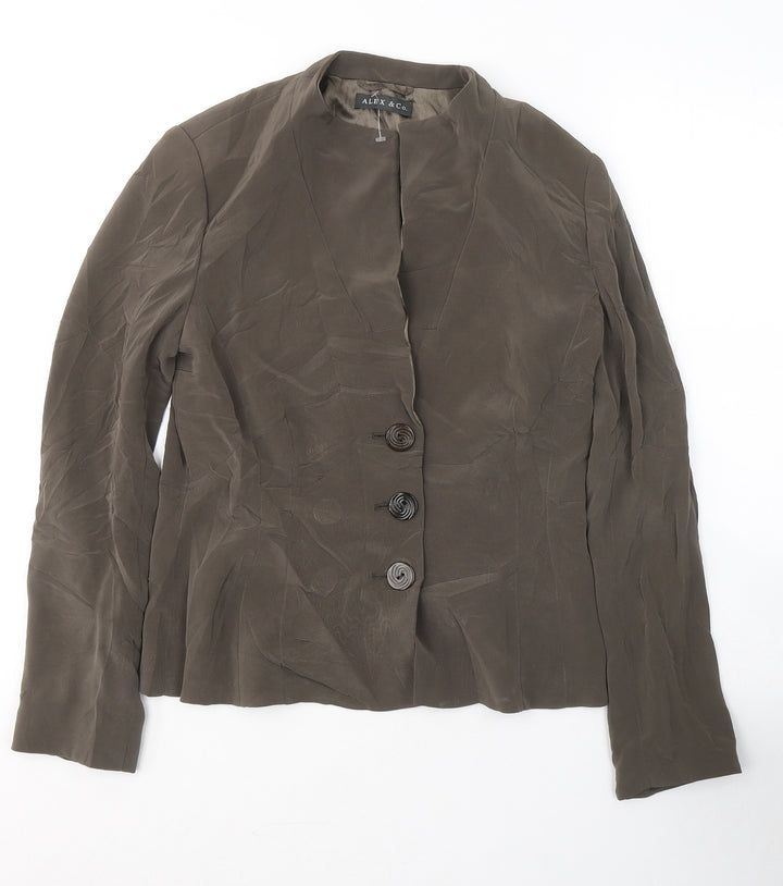 alex &CO Womens Brown Jacket Blazer Size 8 Button