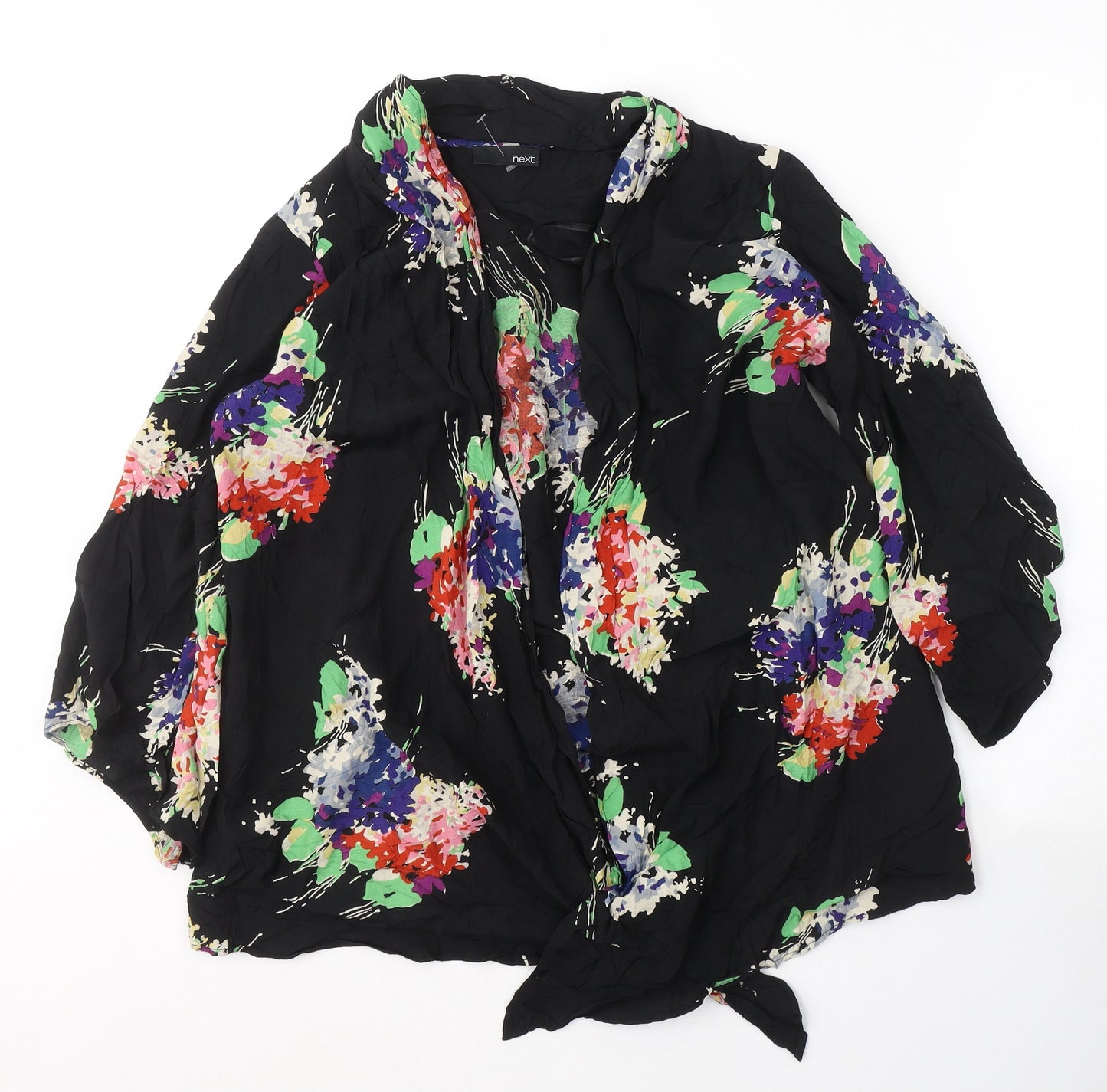 NEXT Womens Black V-Neck Floral Viscose Cardigan Jumper One Size