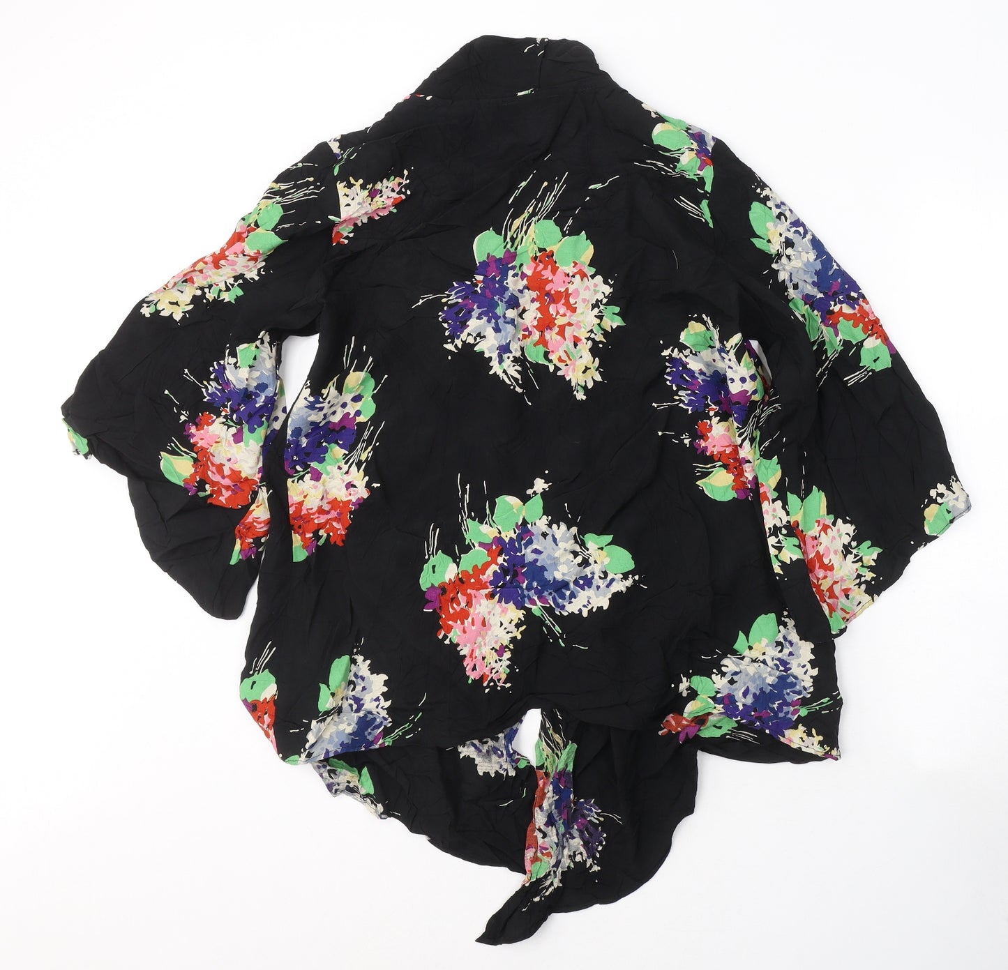 NEXT Womens Black V-Neck Floral Viscose Cardigan Jumper One Size