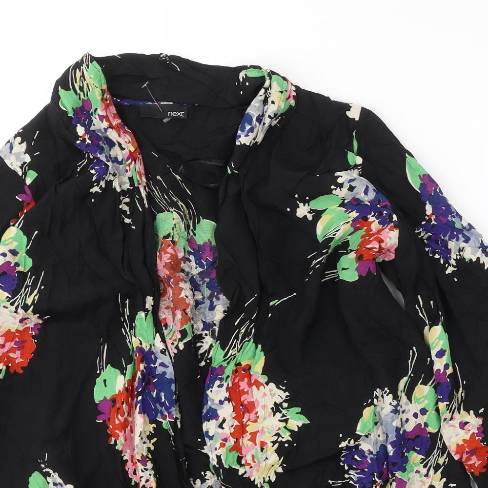 NEXT Womens Black V-Neck Floral Viscose Cardigan Jumper One Size