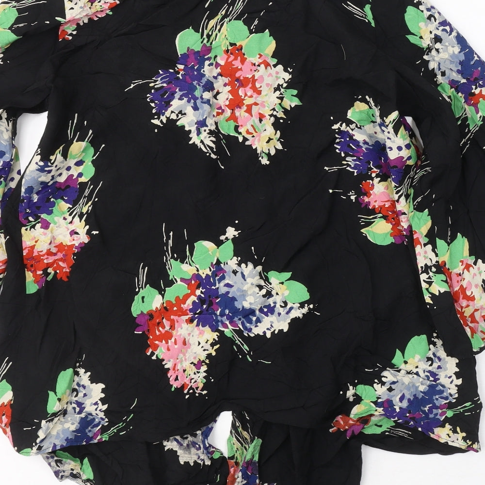 NEXT Womens Black V-Neck Floral Viscose Cardigan Jumper One Size