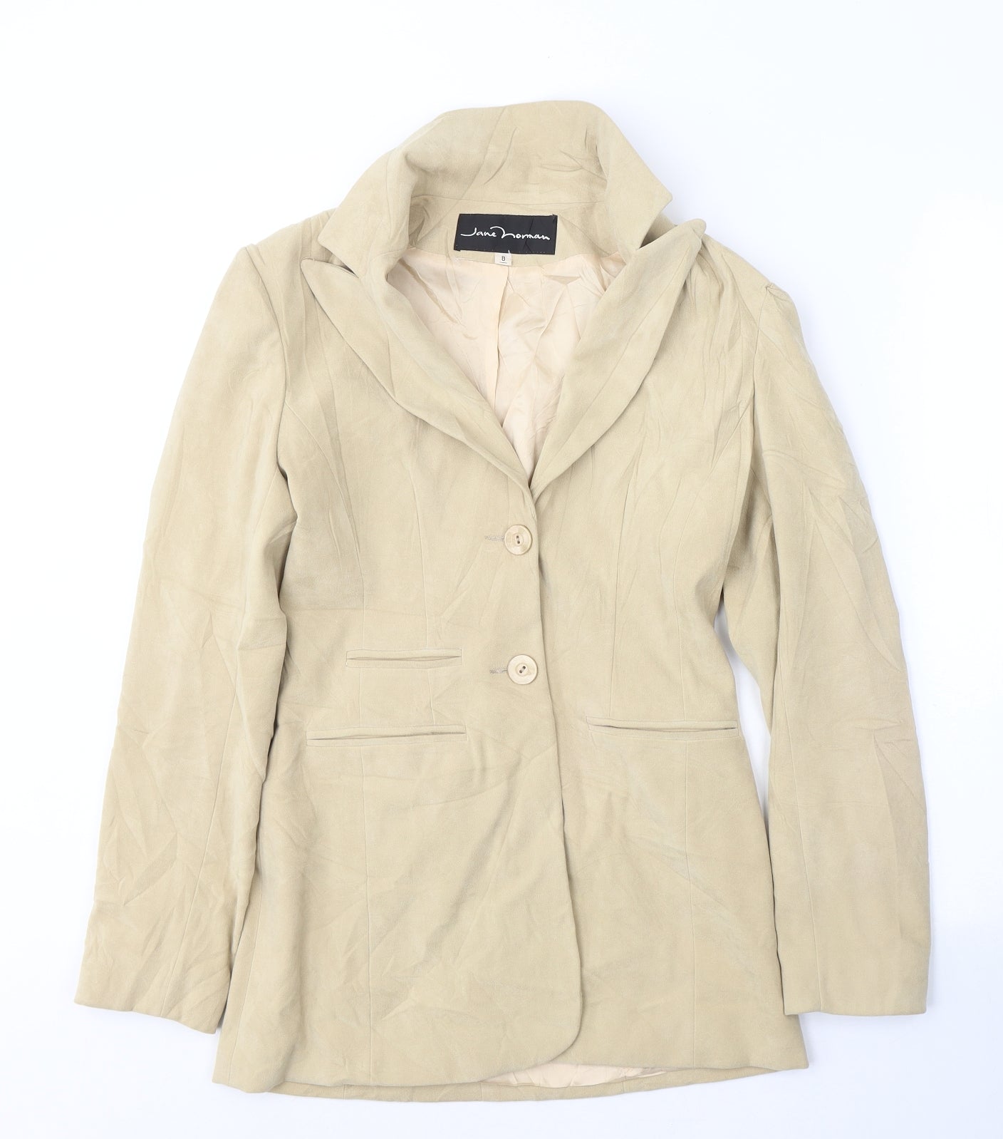 Jane Norman Womens Beige   Jacket Blazer Size 8  Button