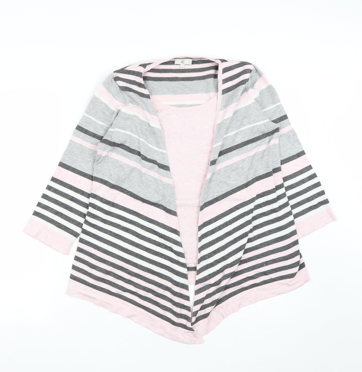 CC Womens Pink Round Neck Striped Viscose Pullover Jumper Size S