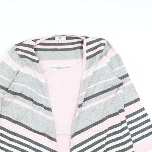 CC Womens Pink Round Neck Striped Viscose Pullover Jumper Size S