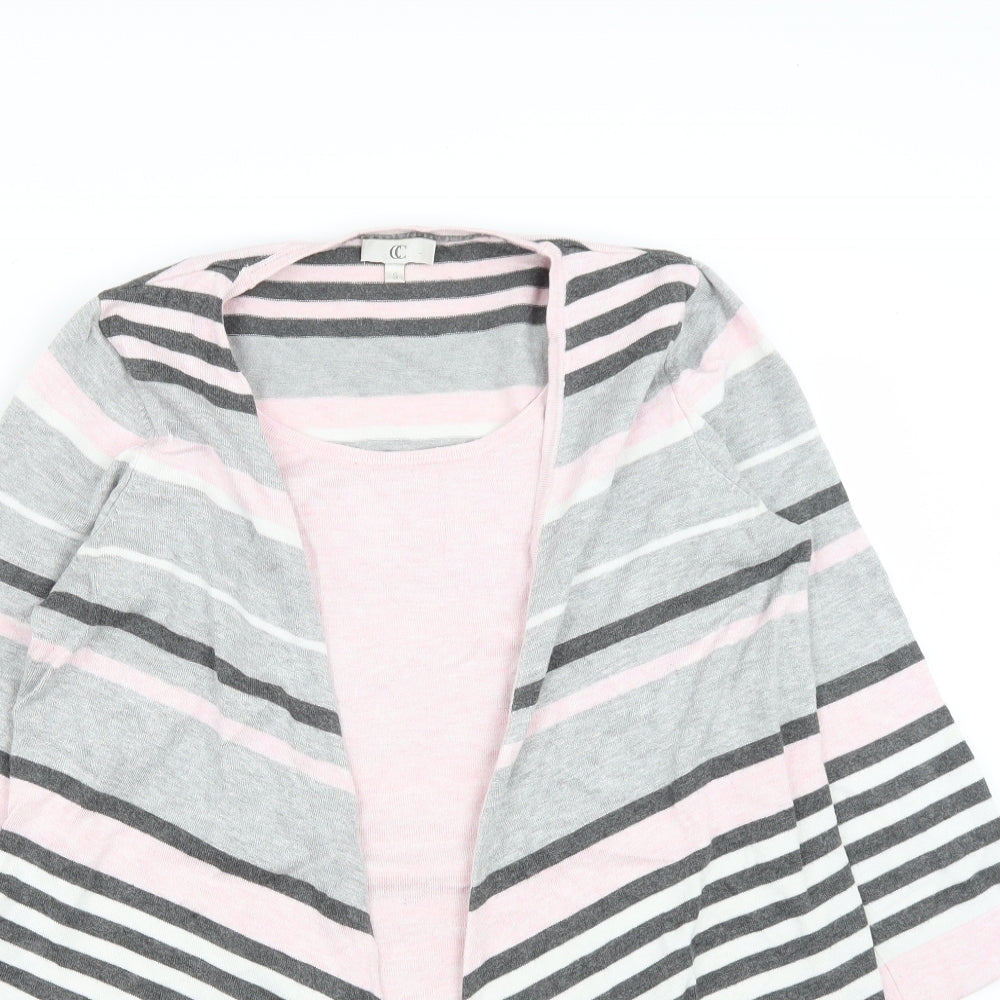 CC Womens Pink Round Neck Striped Viscose Pullover Jumper Size S