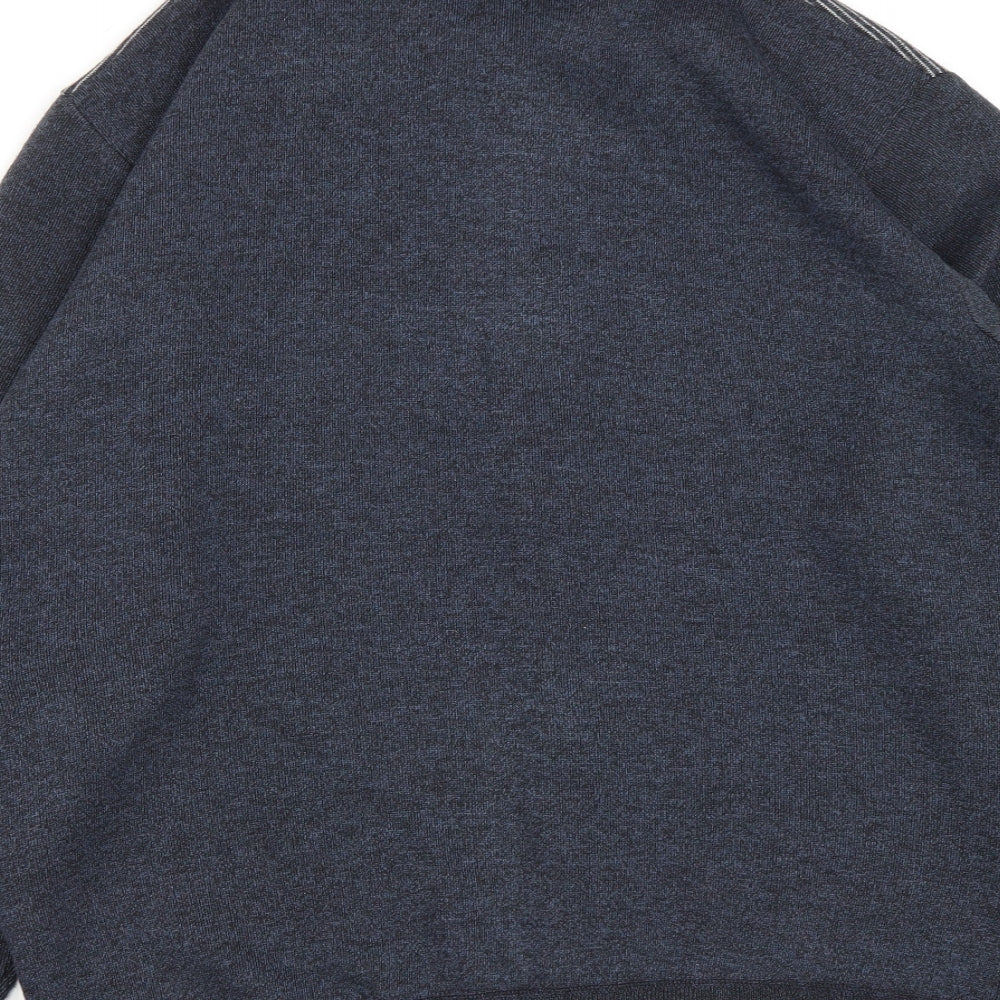 Jinhaolai Mens Blue High Neck Striped Polyester Cardigan Jumper Size 2XL