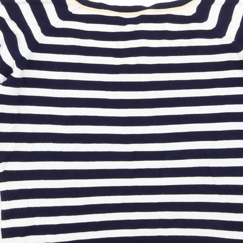 M&Co Womens Blue V-Neck Striped Viscose Pullover Jumper Size M