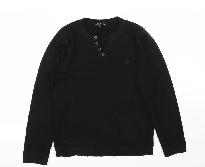 Debenhams Mens Black V-Neck Acrylic Pullover Jumper Size M