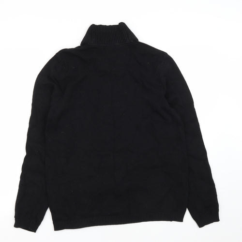 JACK & JONES Mens Black V-Neck  Cotton Pullover Jumper Size M