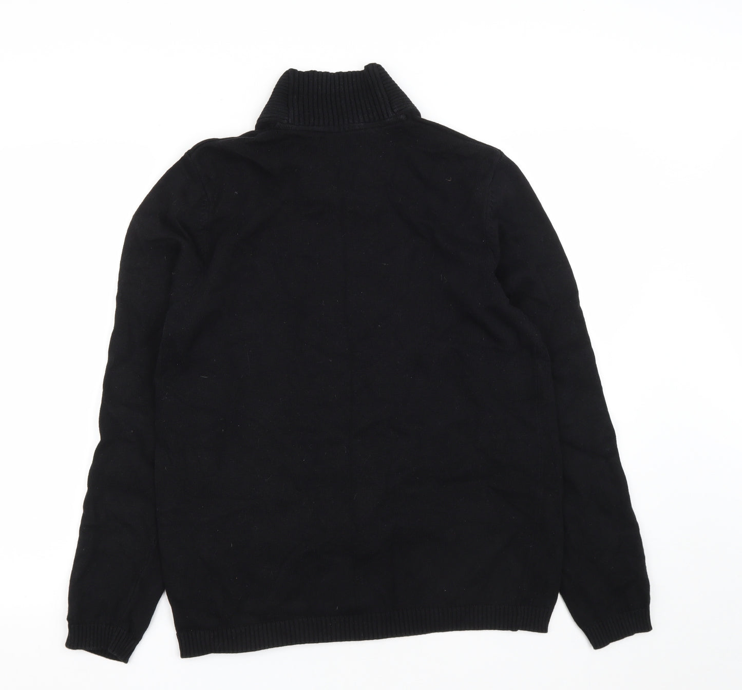 JACK & JONES Mens Black V-Neck  Cotton Pullover Jumper Size M