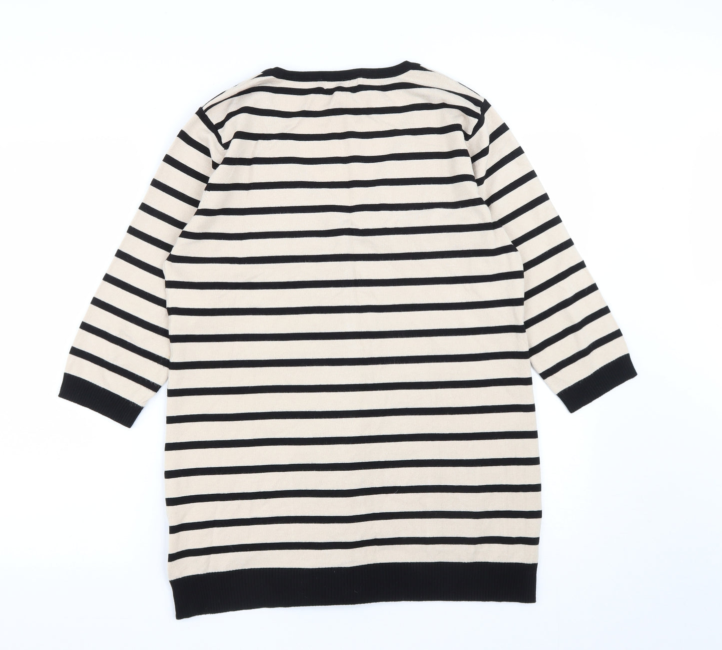 Sky Womens Black V-Neck Striped Viscose Cardigan Jumper Size M