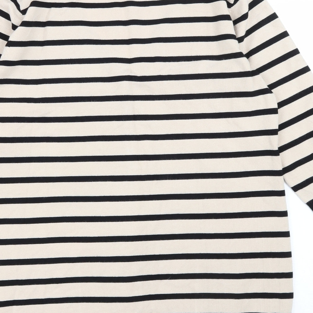 Sky Womens Black V-Neck Striped Viscose Cardigan Jumper Size M
