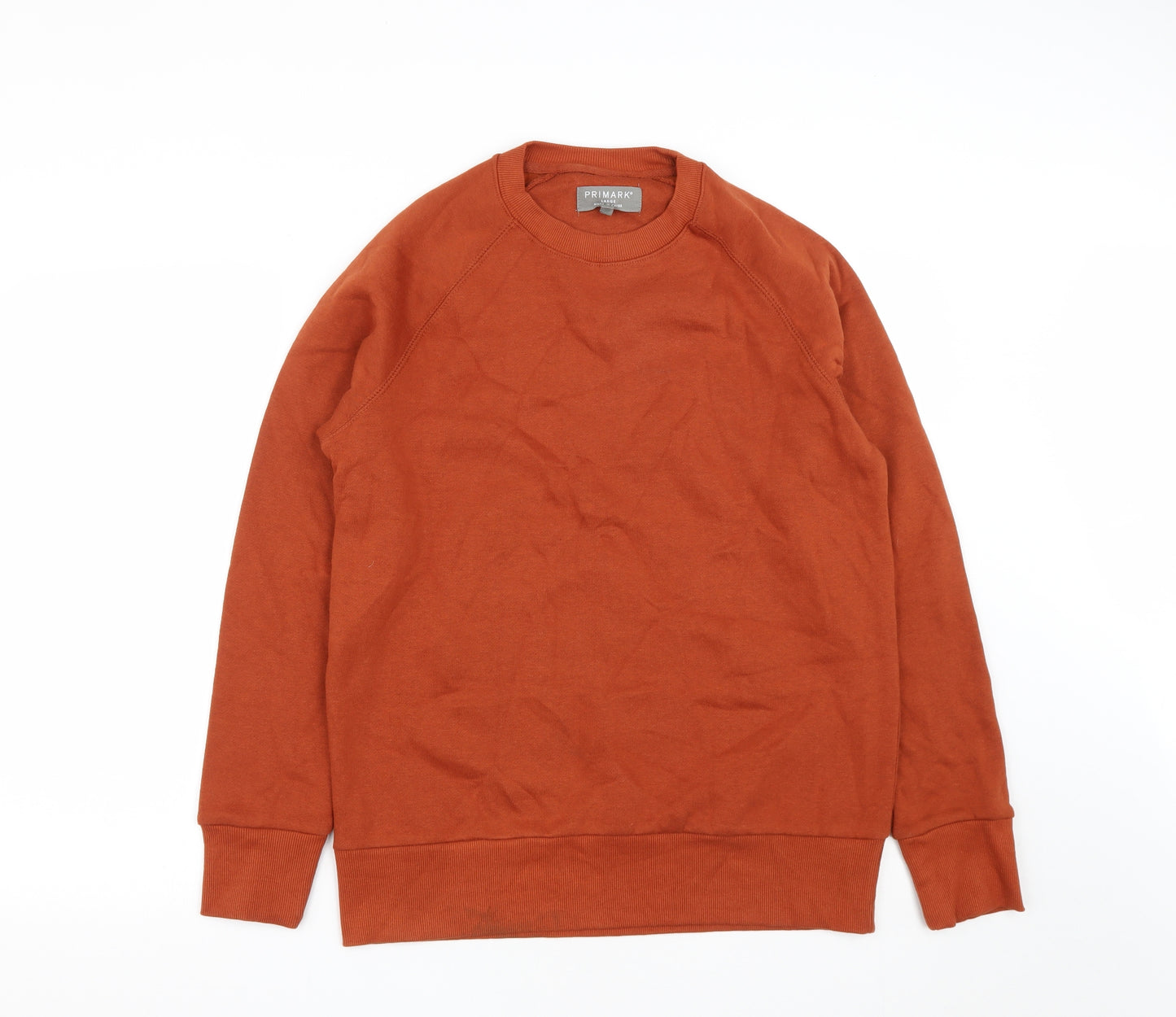 Primark Mens Orange  Cotton Pullover Sweatshirt Size L