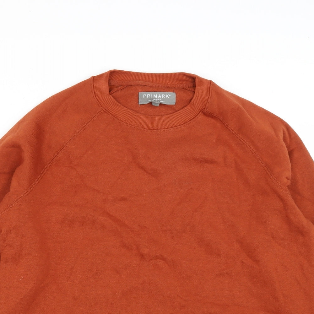 Primark Mens Orange  Cotton Pullover Sweatshirt Size L