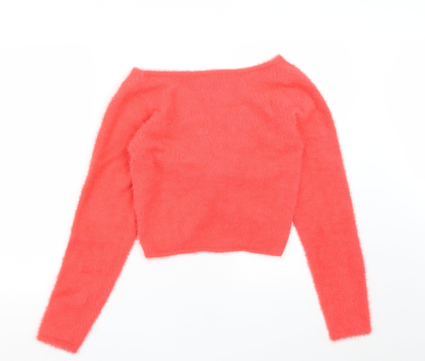 Threadbare Womens Pink V-Neck  Nylon Pullover Jumper Size 16