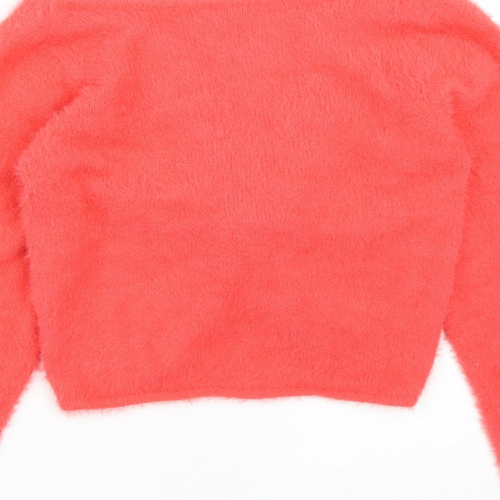 Threadbare Womens Pink V-Neck  Nylon Pullover Jumper Size 16