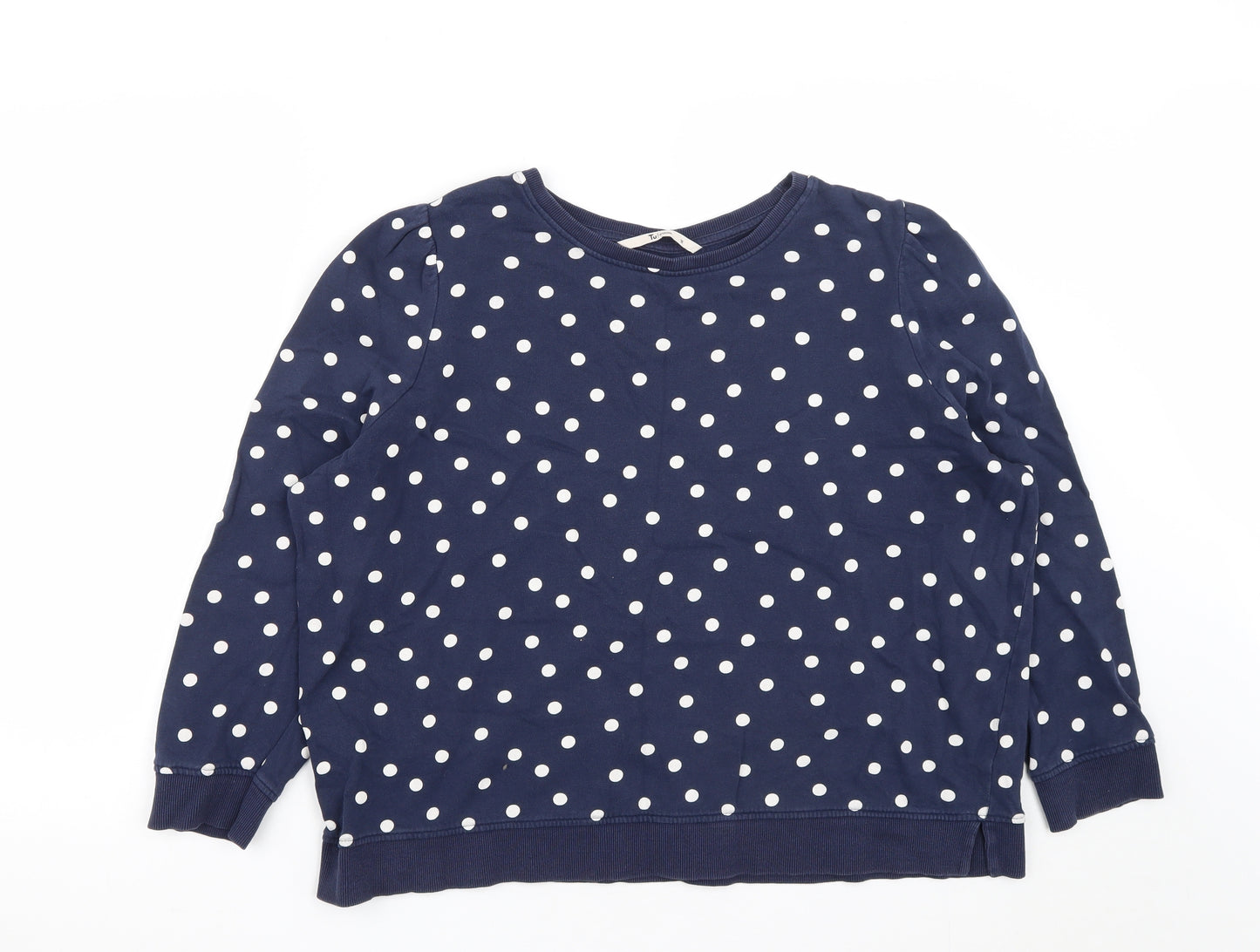 TU Womens Blue Polka Dot Cotton Pullover Sweatshirt Size 18