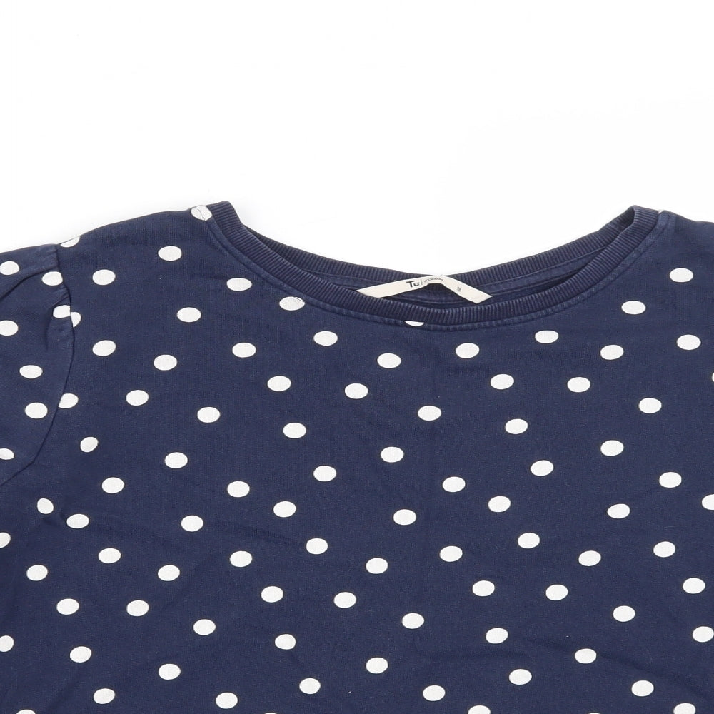 TU Womens Blue Polka Dot Cotton Pullover Sweatshirt Size 18