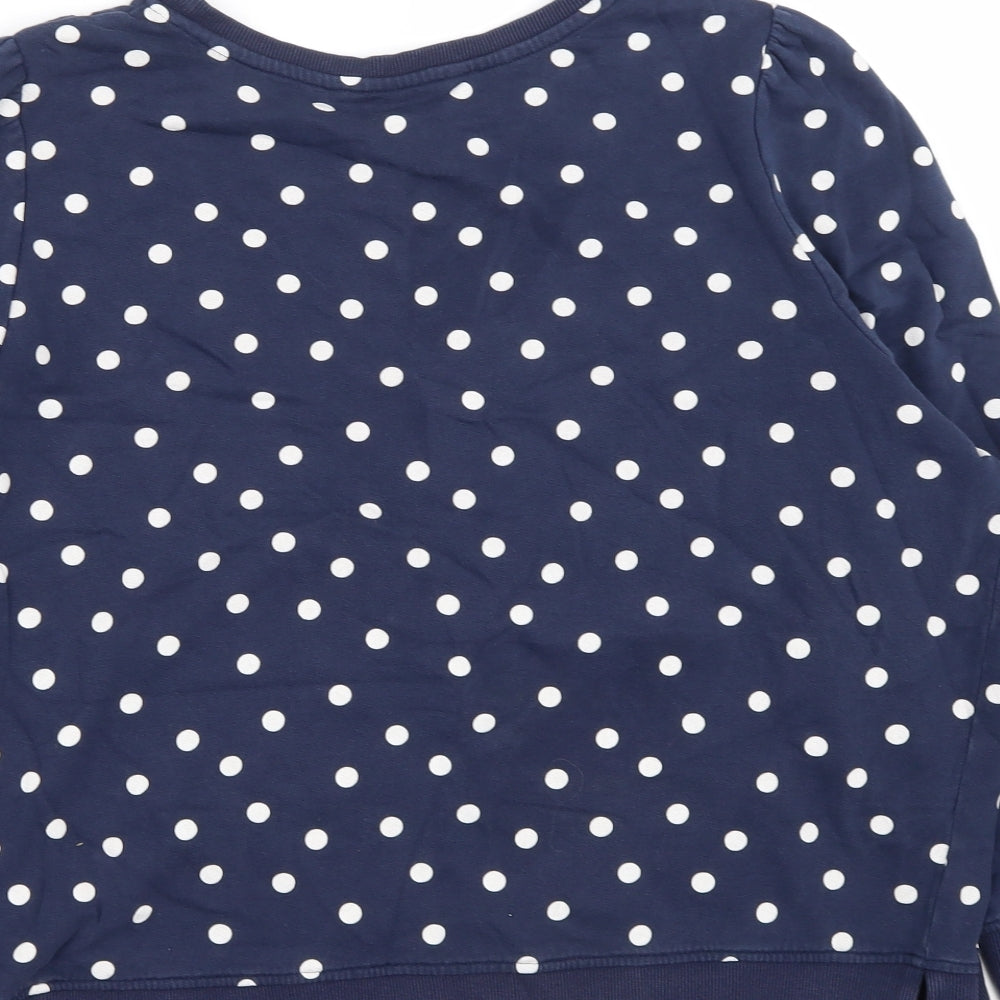 TU Womens Blue Polka Dot Cotton Pullover Sweatshirt Size 18