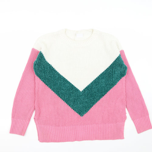 Noisy may Womens Pink Round Neck  Acrylic Pullover Jumper Size M
