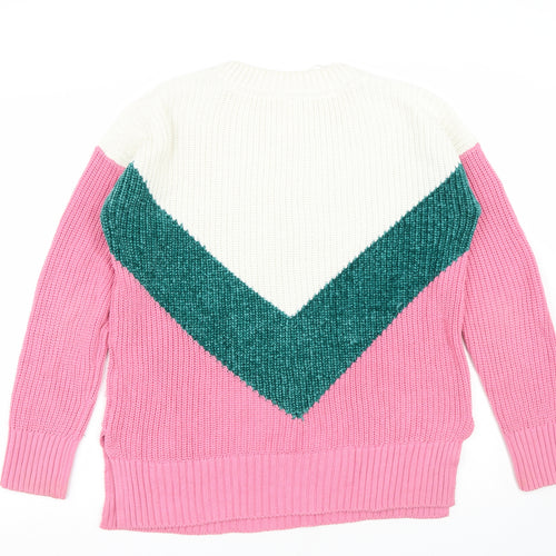 Noisy may Womens Pink Round Neck  Acrylic Pullover Jumper Size M