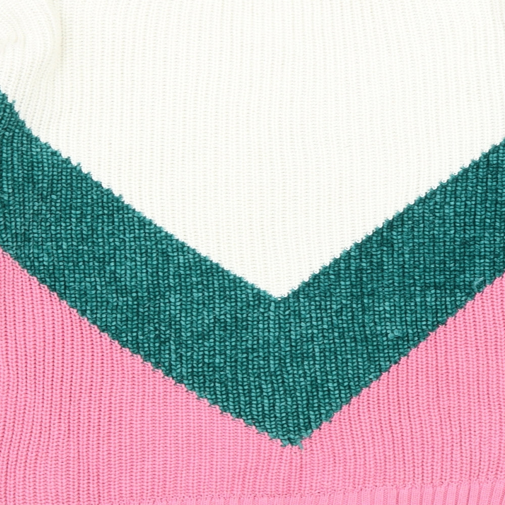 Noisy may Womens Pink Round Neck  Acrylic Pullover Jumper Size M
