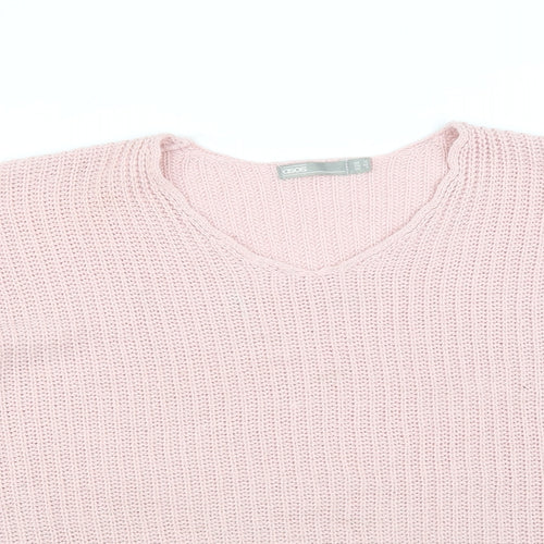 ASOS Womens Pink V-Neck  Acrylic Pullover Jumper Size 12