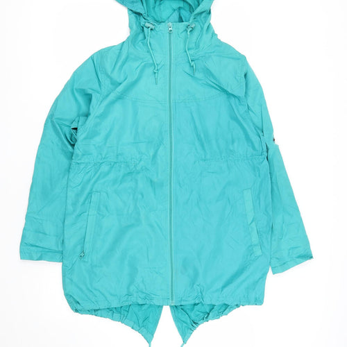 Denim & Co. Womens Green   Rain Coat Coat Size S  Zip
