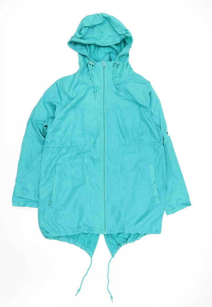 Denim & Co. Womens Green   Rain Coat Coat Size S  Zip