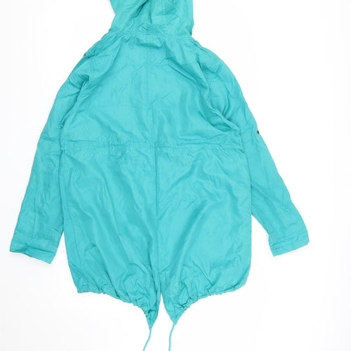 Denim & Co. Womens Green   Rain Coat Coat Size S  Zip