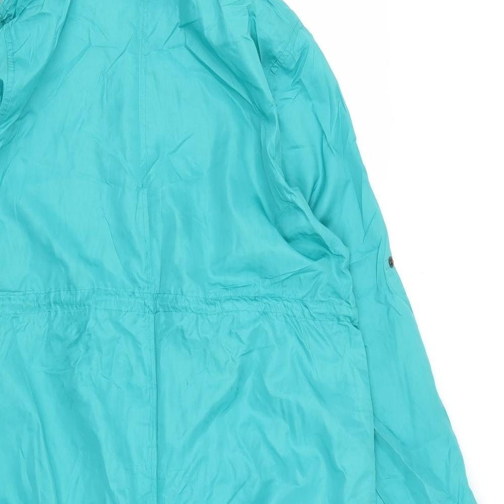 Denim & Co. Womens Green   Rain Coat Coat Size S  Zip
