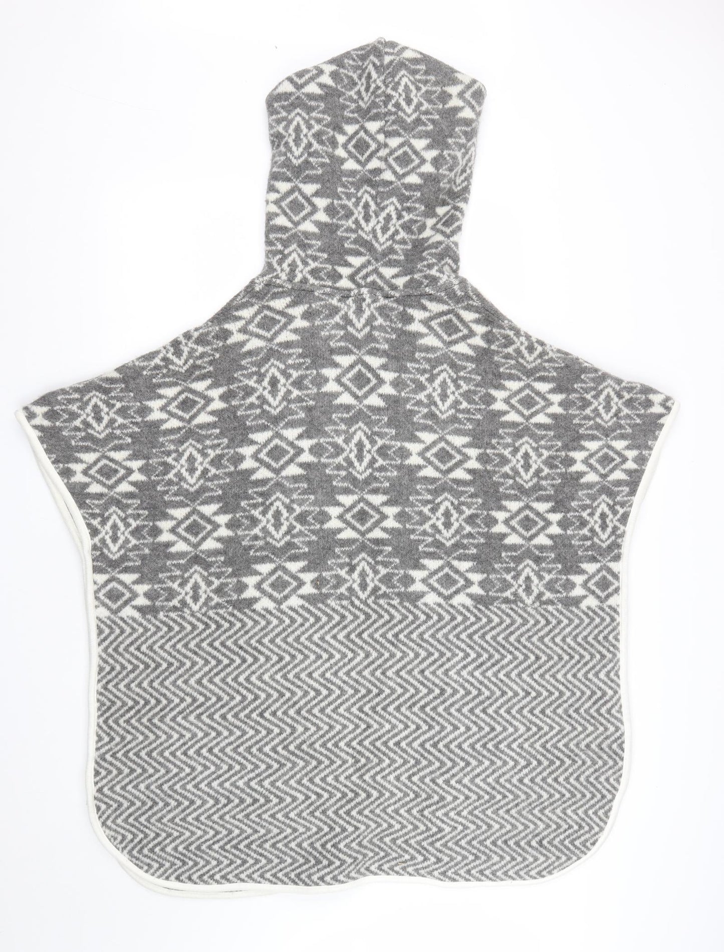 Marks and Spencer Womens Grey V-Neck Geometric Acrylic Cape Jumper Size M