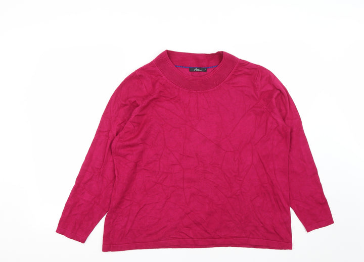 Bonmarché Womens Pink Round Neck  Viscose Pullover Jumper Size L