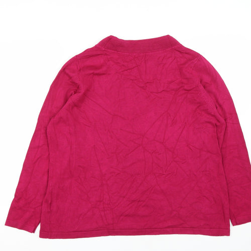 Bonmarché Womens Pink Round Neck  Viscose Pullover Jumper Size L