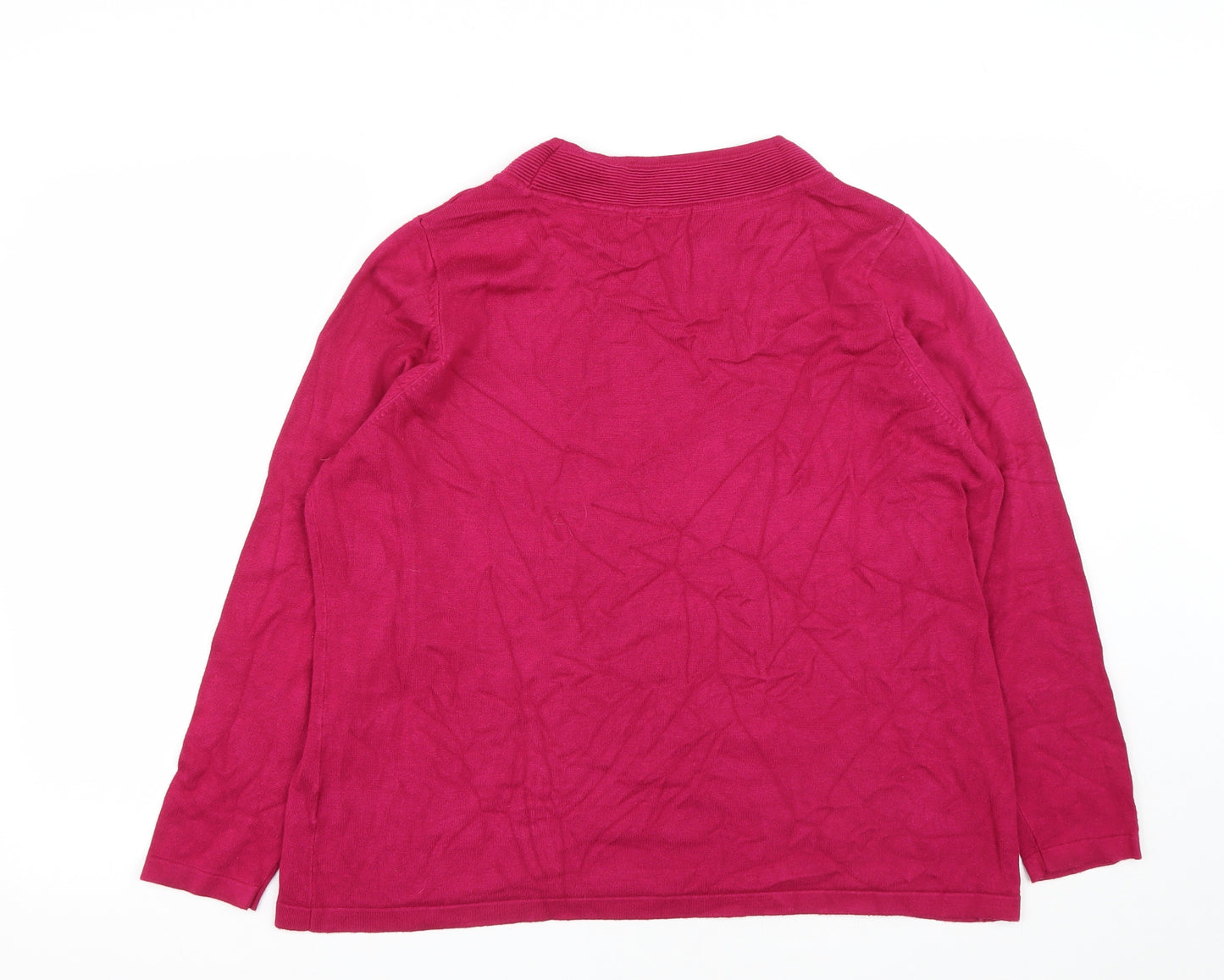 Bonmarché Womens Pink Round Neck  Viscose Pullover Jumper Size L